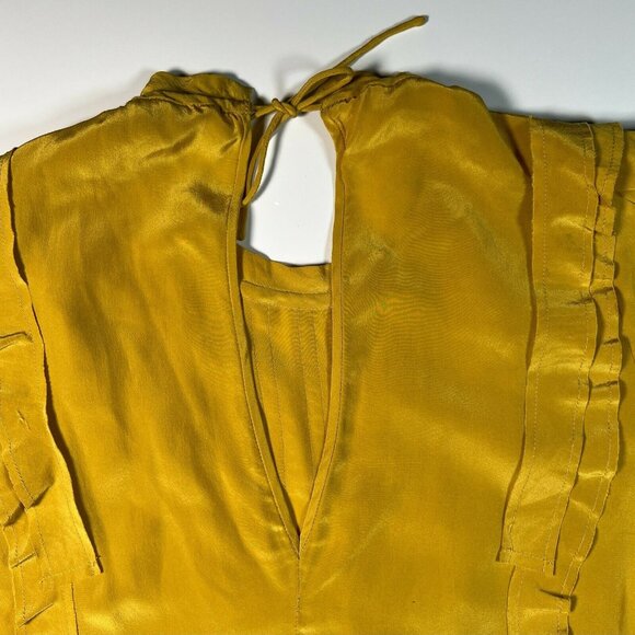Isabel Marant Salvia Ruffle Mini Dress Silk Long Sleeve Party Yellow US 10 - Picture 13 of 16
